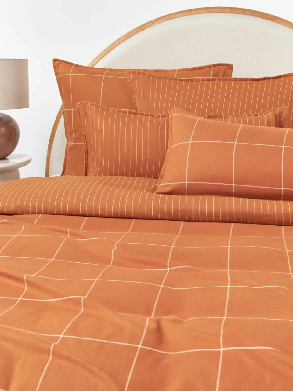 Westwing Collection Karierter Flanell-Wendekopfkissenbezug Noelle aus Baumwolle