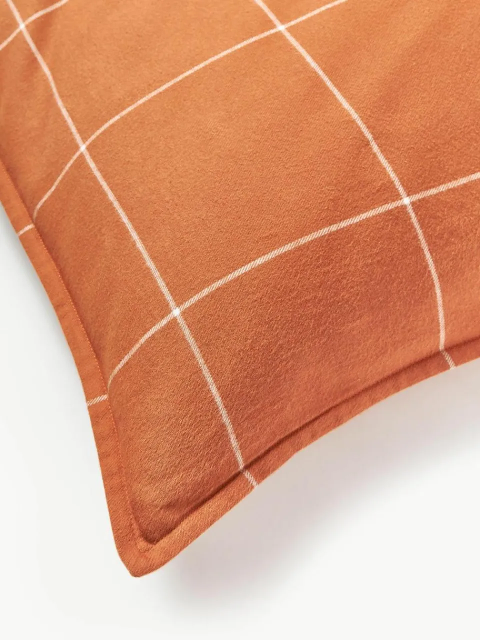 Westwing Collection Karierter Flanell-Wendekopfkissenbezug Noelle aus Baumwolle