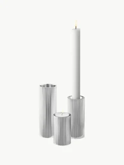 Georg Jensen Kerzenhalter Bernadotte mit Rillenstruktur, 3er-Set
