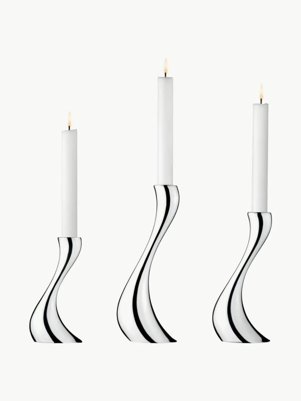Georg Jensen Kerzenhalter Cobra aus Edelstahl, 3er-Set