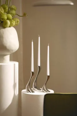 Georg Jensen Kerzenhalter Cobra aus Edelstahl, 3er-Set