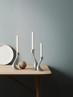 Georg Jensen Kerzenhalter Cobra aus Edelstahl, 3er-Set
