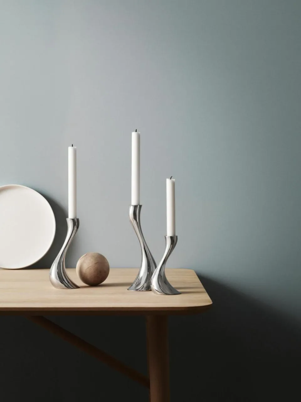 Georg Jensen Kerzenhalter Cobra aus Edelstahl, 3er-Set