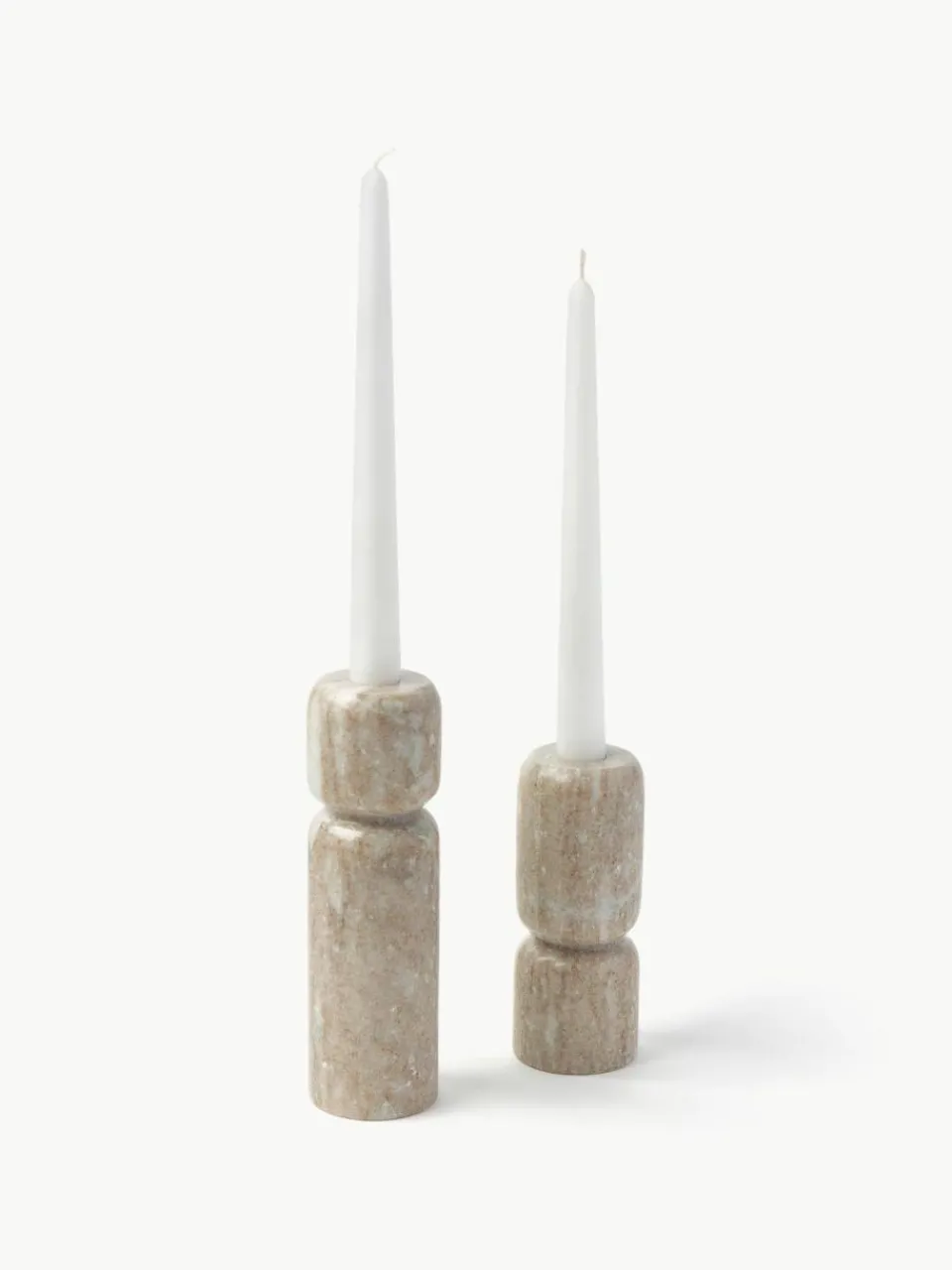Westwing Collection Kerzenhalter Como aus Marmor, 2er-Set