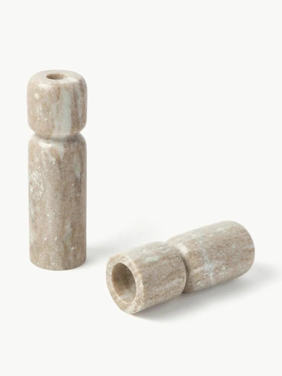 Westwing Collection Kerzenhalter Como aus Marmor, 2er-Set