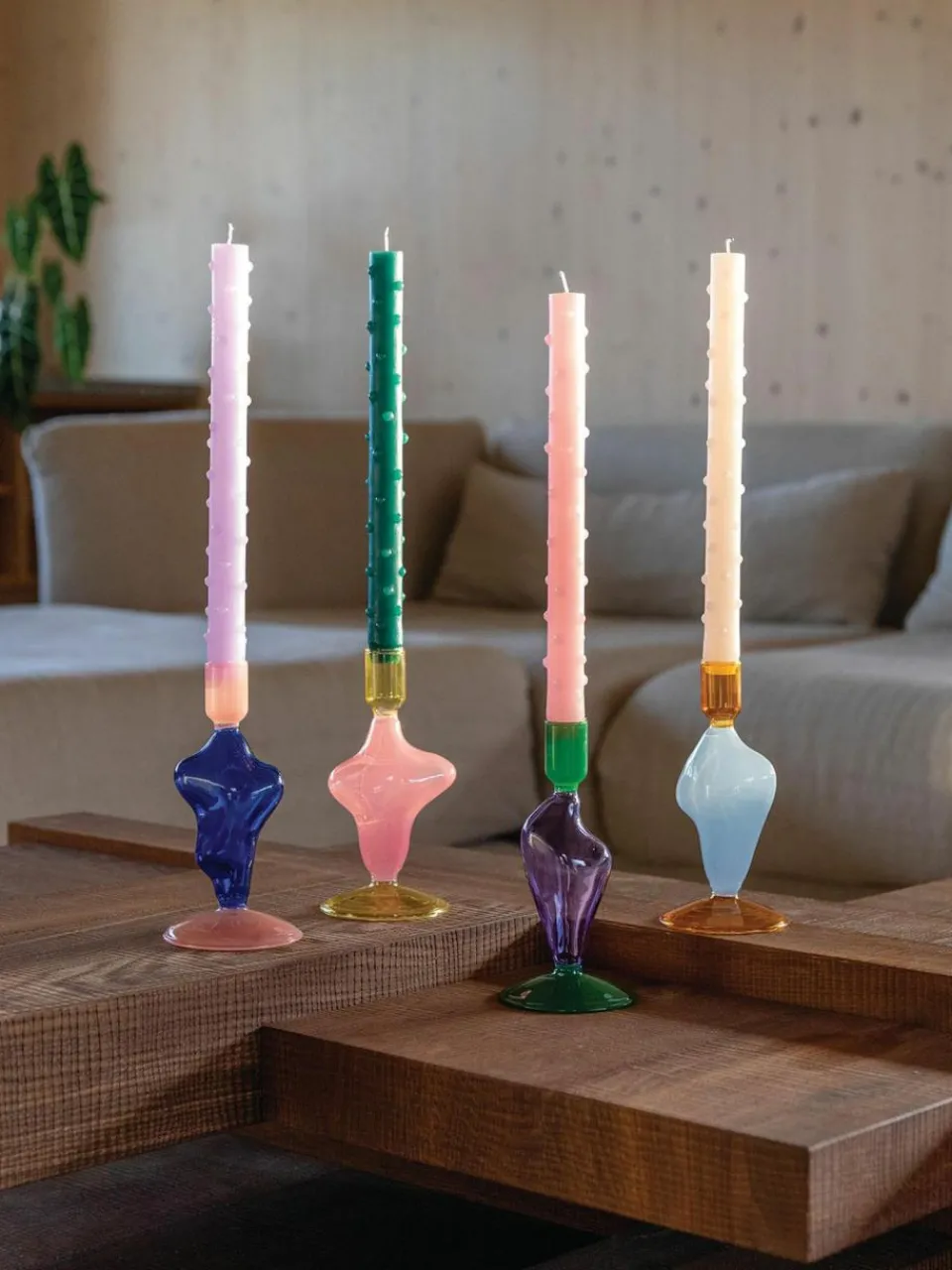&k amsterdam Kerzenhalter Flux aus Glas