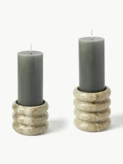 Westwing Collection Kerzenhalter Orta aus Marmor, 2er-Set