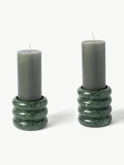 Westwing Collection Kerzenhalter Orta aus Marmor, 2er-Set
