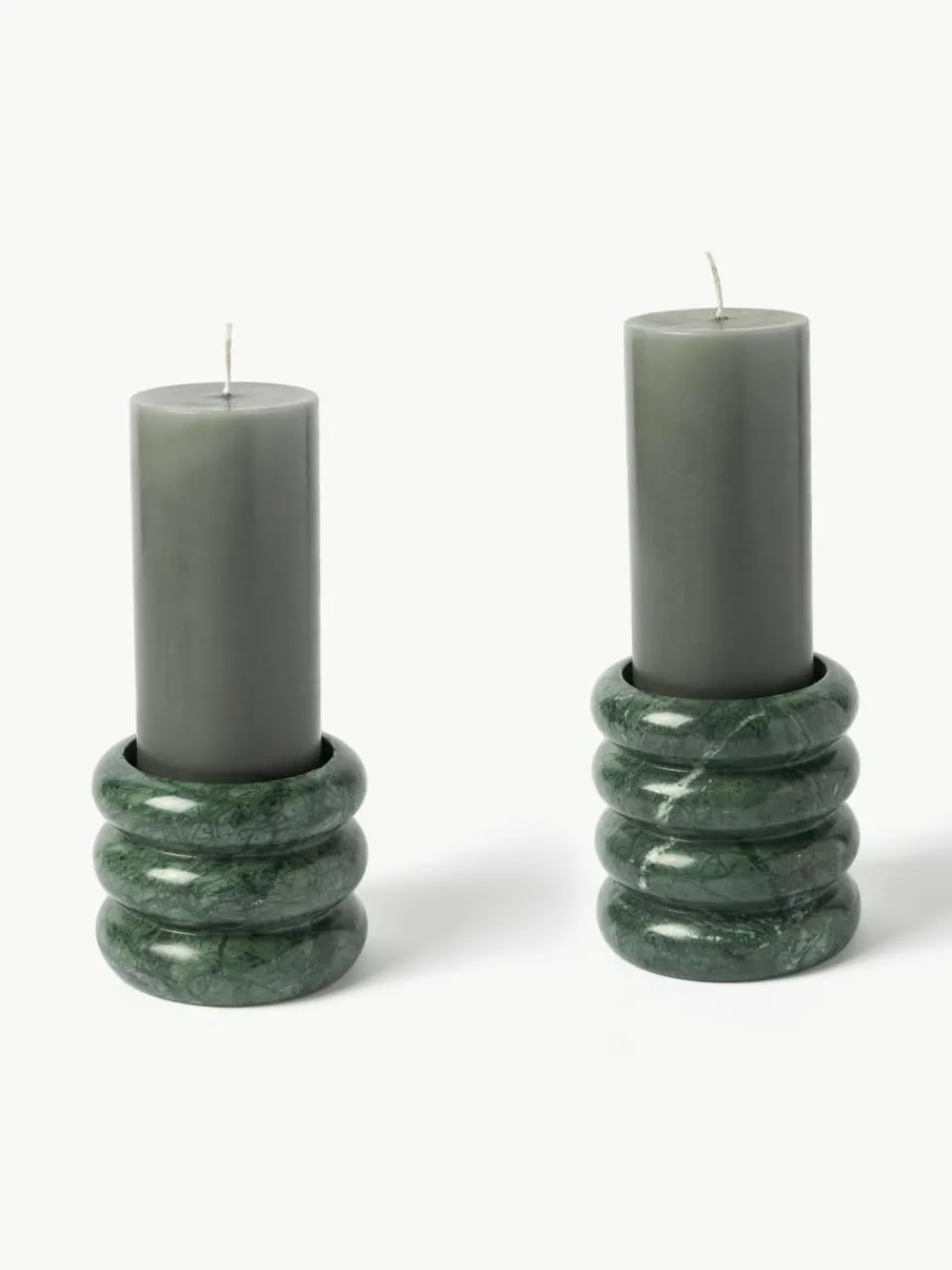 Westwing Collection Kerzenhalter Orta aus Marmor, 2er-Set