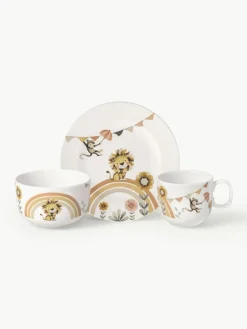 Kinder Villeroy & Boch Kinder-Geschirr-Set Roar Like A Lion aus Porzellan, 1 Person (3-tlg.)