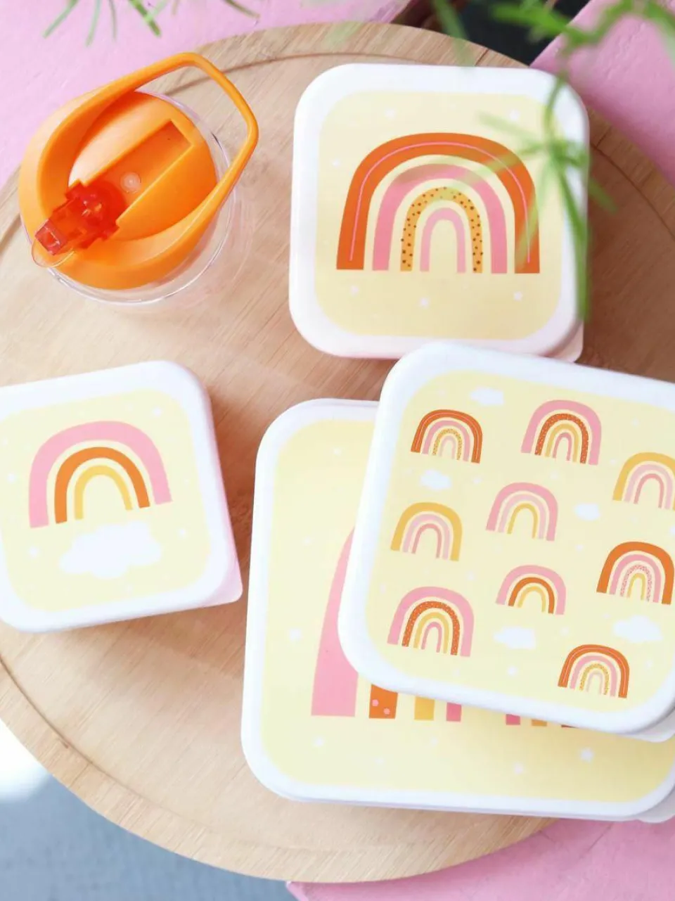 Kinder A Little Lovely Company Kinder-Lunchboxen Rainbows, 4er-Set