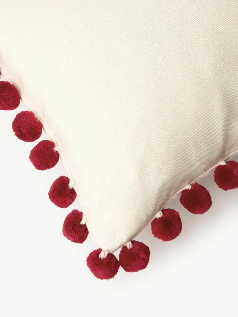 Westwing Collection Kissenhülle Coldin mit winterlichem Motiv und Pompons
