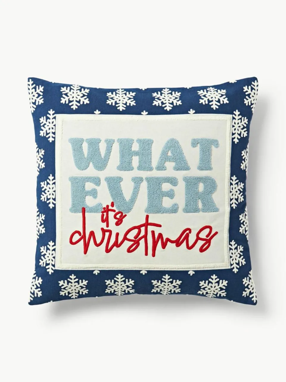 Westwing Collection Kissenhülle Whatever mit bestickter Aufschrift