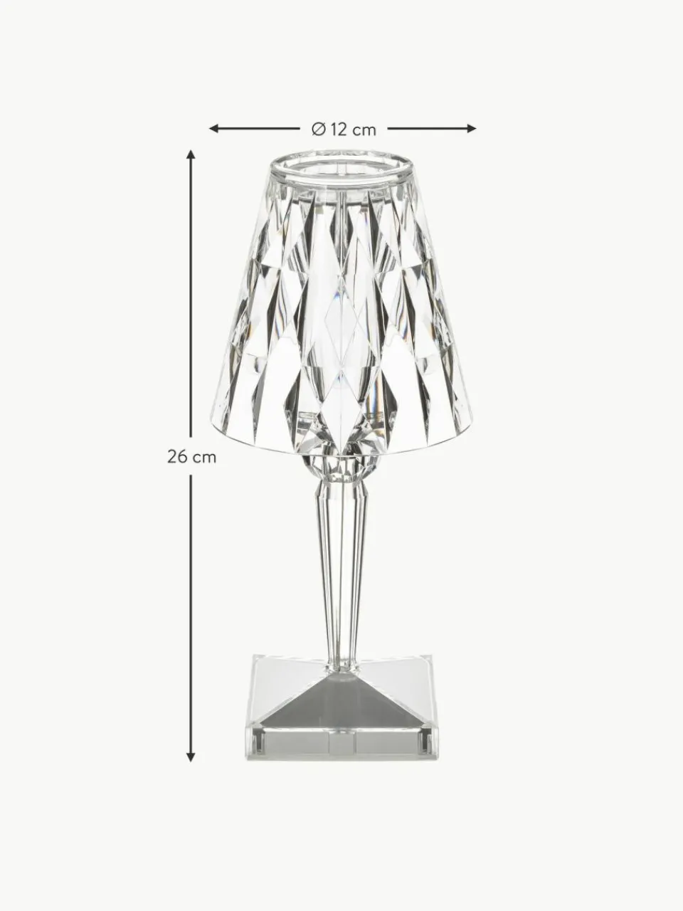Kartell Kleine mobile LED-Tischlampe Battery, H 26 cm