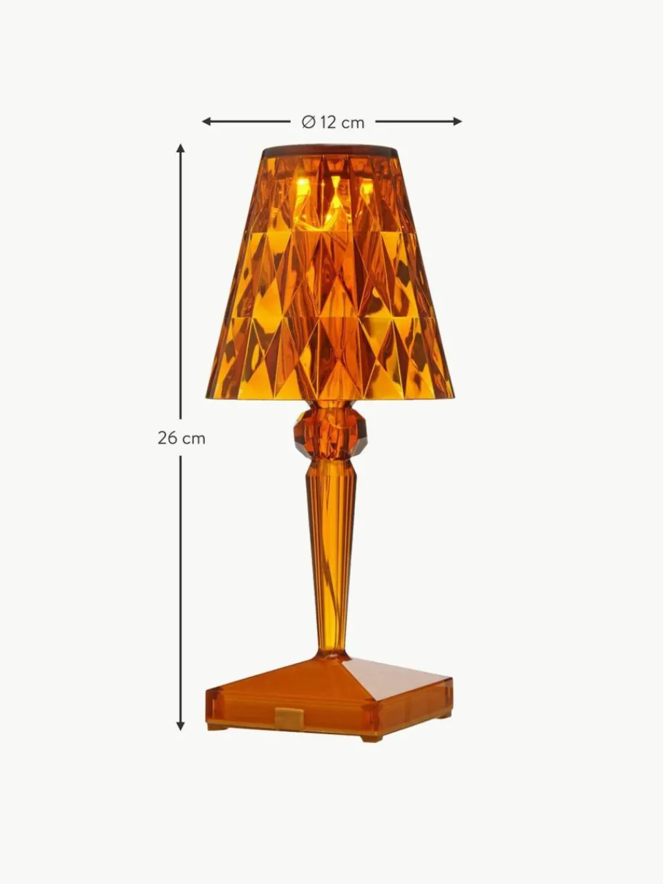 Kartell Kleine mobile LED-Tischlampe Battery, H 26 cm