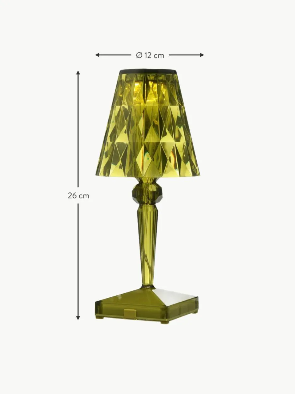 Kartell Kleine mobile LED-Tischlampe Battery, H 26 cm