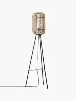 Westwing Kleine Tripod Stehlampe Woodrow aus Rattan
