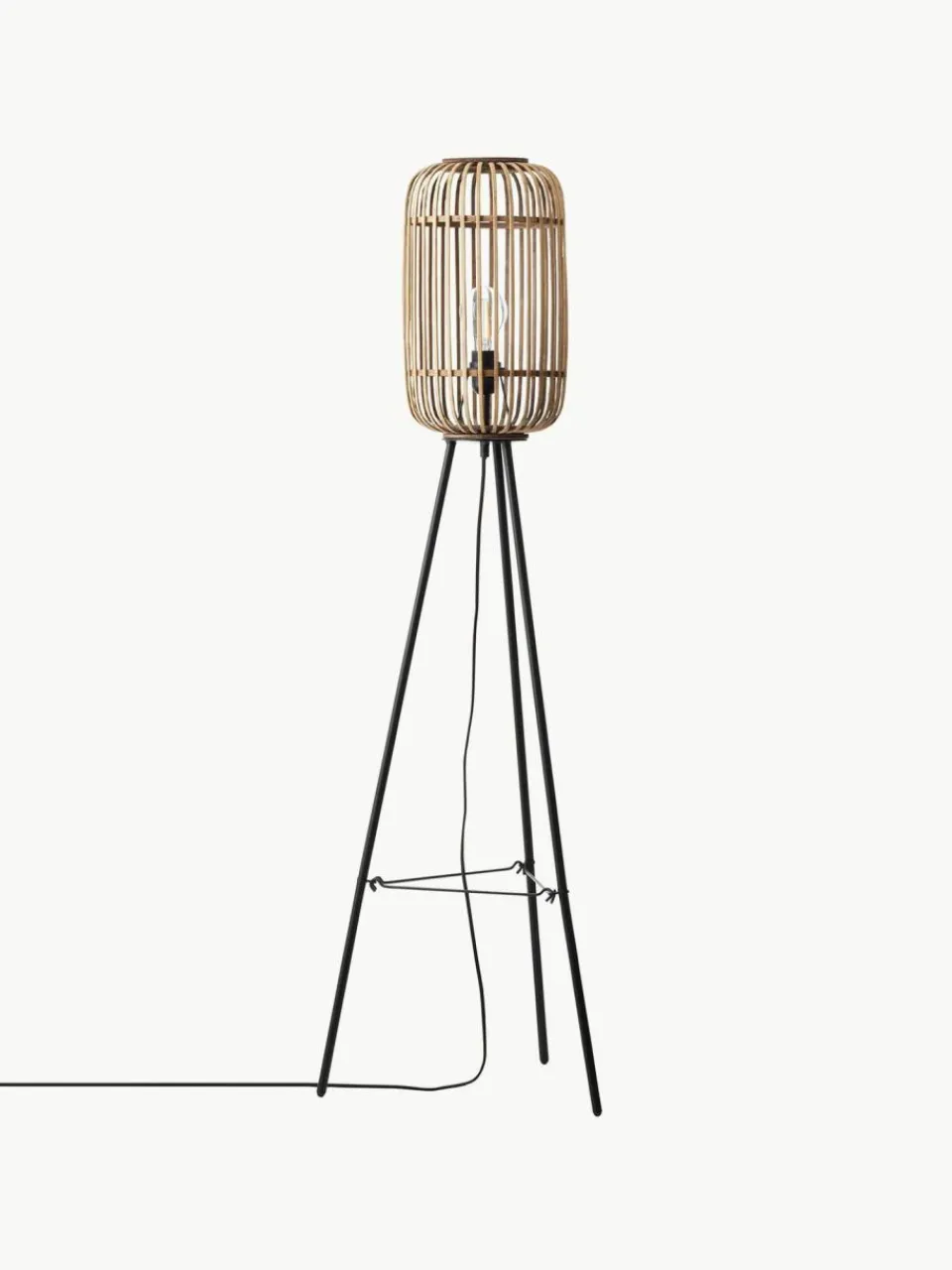 Westwing Kleine Tripod Stehlampe Woodrow aus Rattan