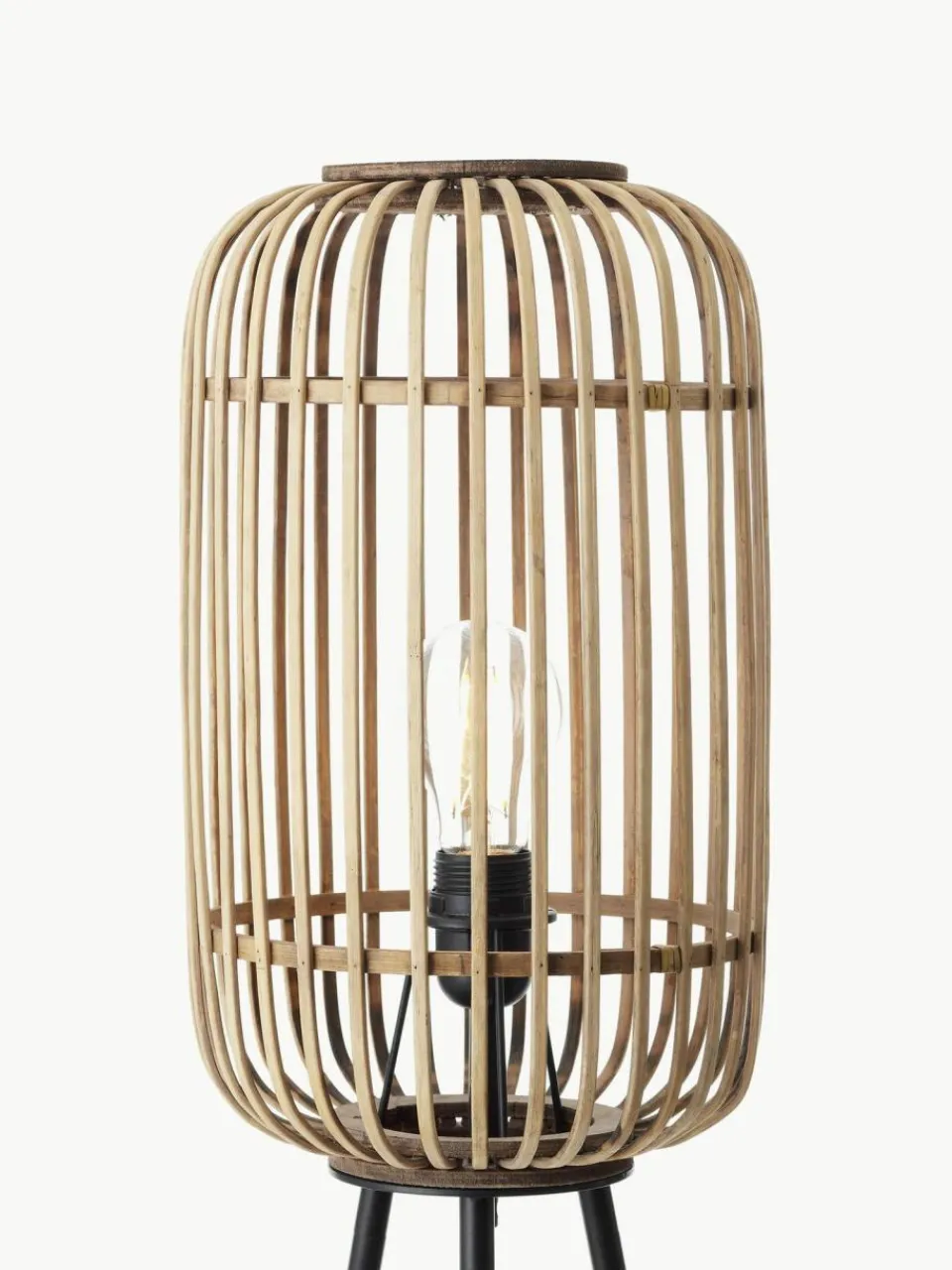 Westwing Kleine Tripod Stehlampe Woodrow aus Rattan