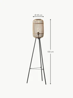 Westwing Kleine Tripod Stehlampe Woodrow aus Rattan