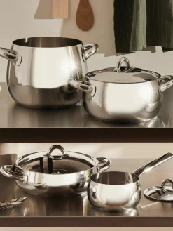 Alessi Kochtöpfe Mami aus Edelstahl, 7er-Set