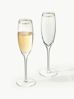 Armani Casa Kristall-Champagnergläser Dvorak mit Gold-Dekor, 6 Stück