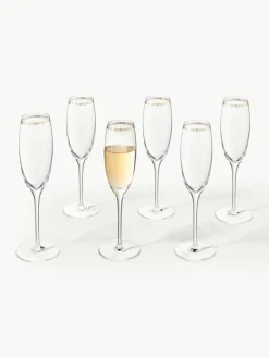 Armani Casa Kristall-Champagnergläser Dvorak mit Gold-Dekor, 6 Stück