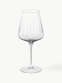 Georg Jensen Kristall-Rotweingläser Bernadotte mit Rillenstruktur, 6 Stück