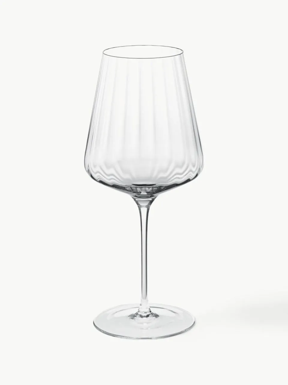 Georg Jensen Kristall-Rotweingläser Bernadotte mit Rillenstruktur, 6 Stück
