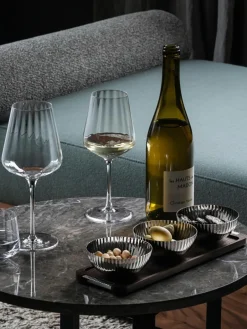 Georg Jensen Kristall-Rotweingläser Bernadotte mit Rillenstruktur, 6 Stück