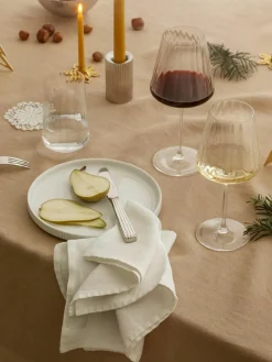 Georg Jensen Kristall-Rotweingläser Bernadotte mit Rillenstruktur, 6 Stück