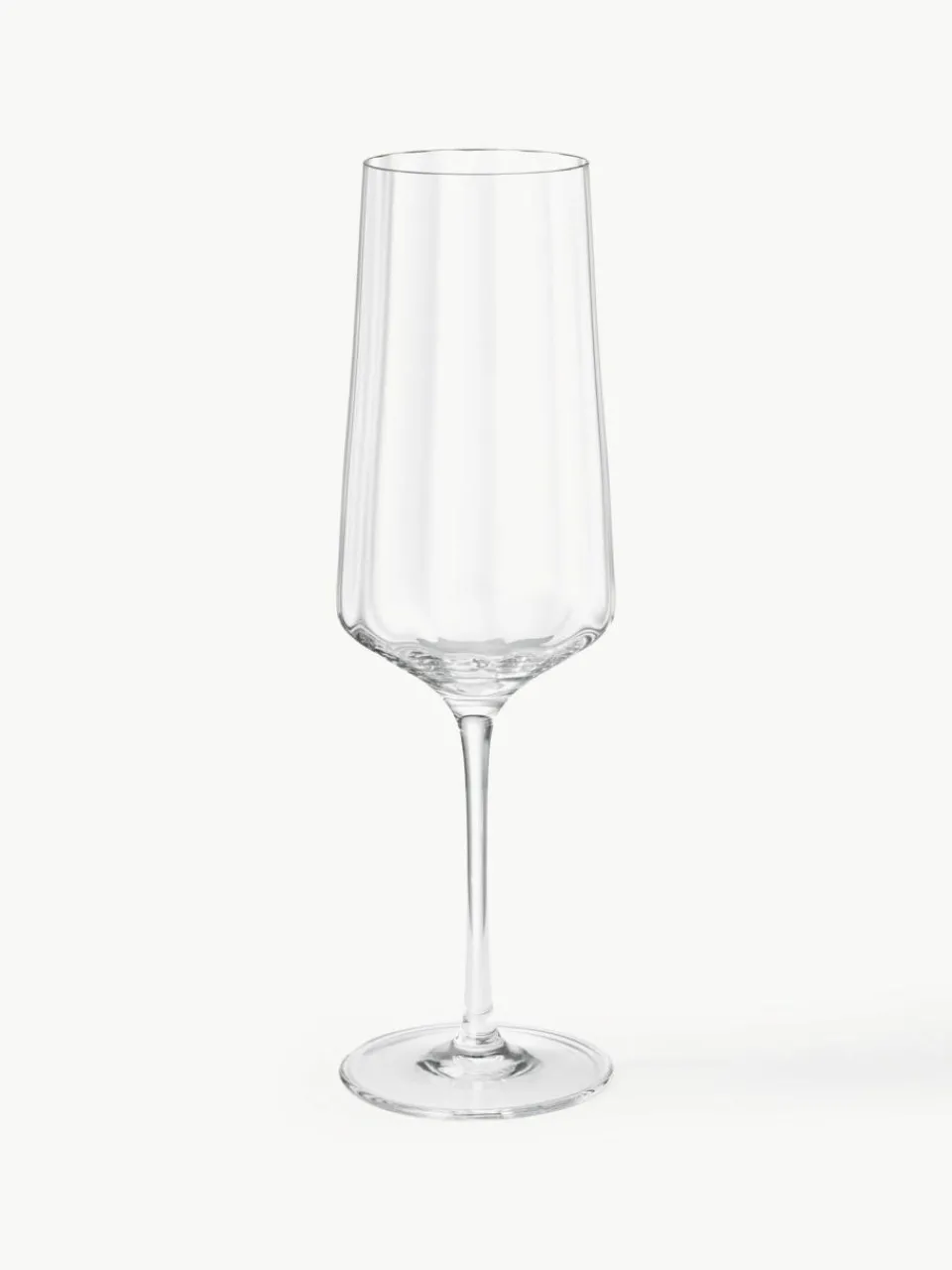 Georg Jensen Kristall-Sektgläser Bernadotte mit Rillenstruktur, 6 Stück
