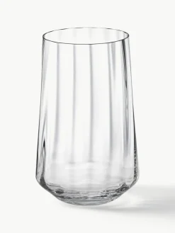 Georg Jensen Kristall-Wassergläser Bernadotte mit Rillenstruktur, 6 Stück