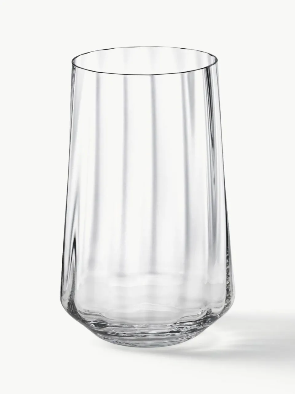 Georg Jensen Kristall-Wassergläser Bernadotte mit Rillenstruktur, 6 Stück