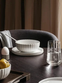 Georg Jensen Kristall-Wassergläser Bernadotte mit Rillenstruktur, 6 Stück