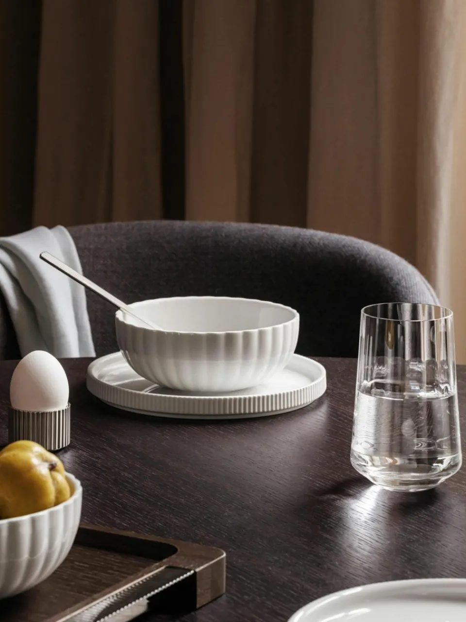 Georg Jensen Kristall-Wassergläser Bernadotte mit Rillenstruktur, 6 Stück