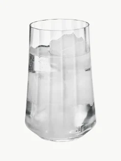 Georg Jensen Kristall-Wassergläser Bernadotte mit Rillenstruktur, 6 Stück