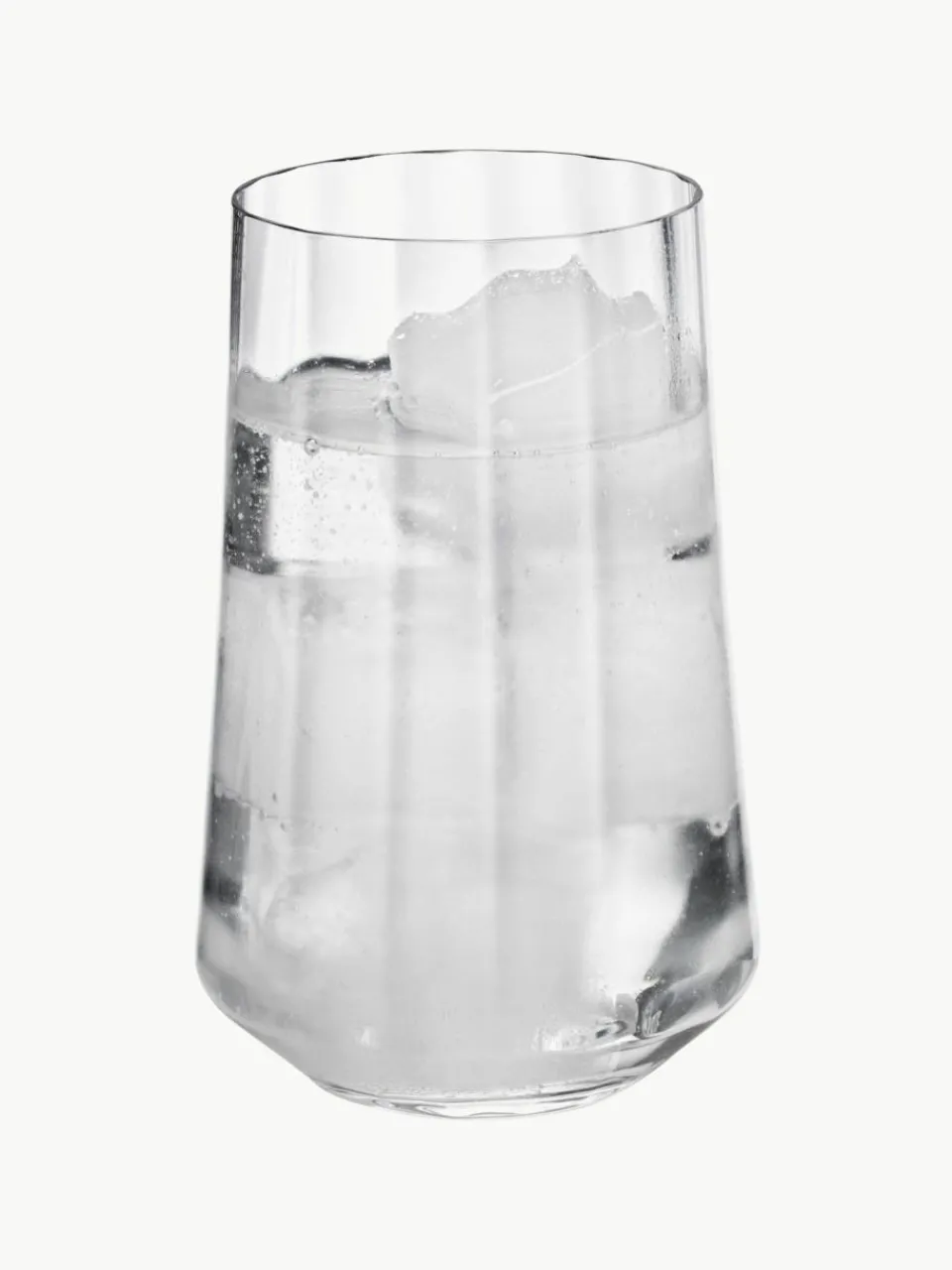 Georg Jensen Kristall-Wassergläser Bernadotte mit Rillenstruktur, 6 Stück