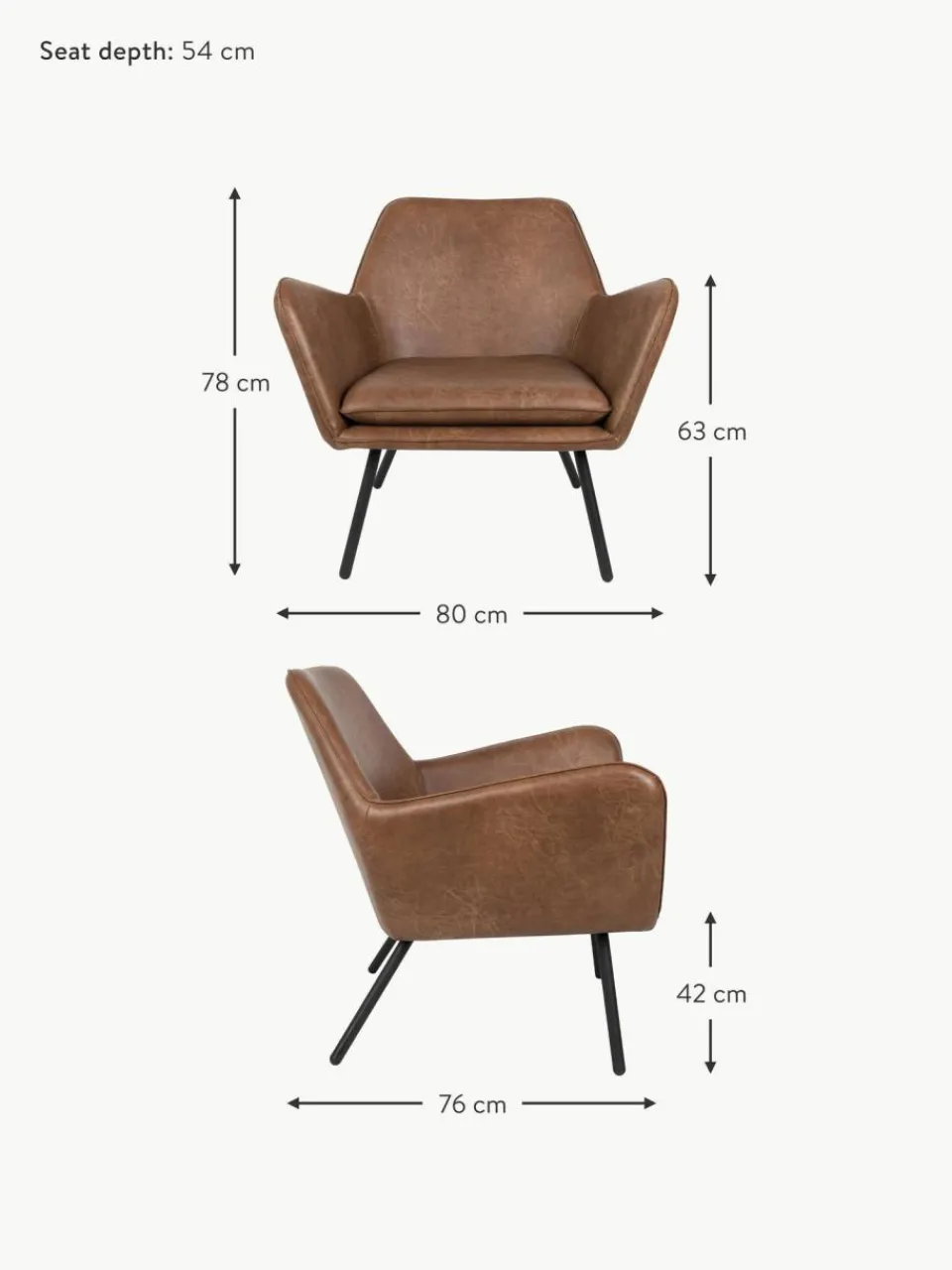 Westwing Kunstleder-Loungesessel Bon