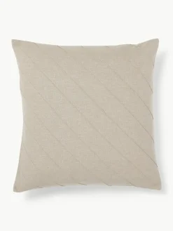 Westwing Collection Leinen-Kissenhülle Malia in Beige mit Strukturmuster