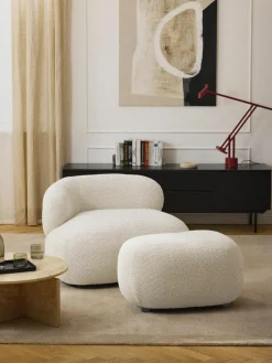 Westwing Collection Loungesessel Alba aus Teddy-Bouclé