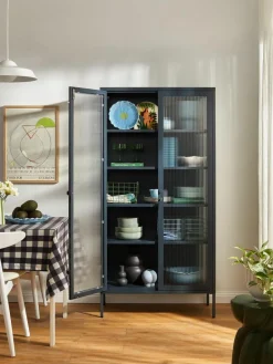 Mustard Made Metall-Vitrine The Collector mit geriffeltem Glas