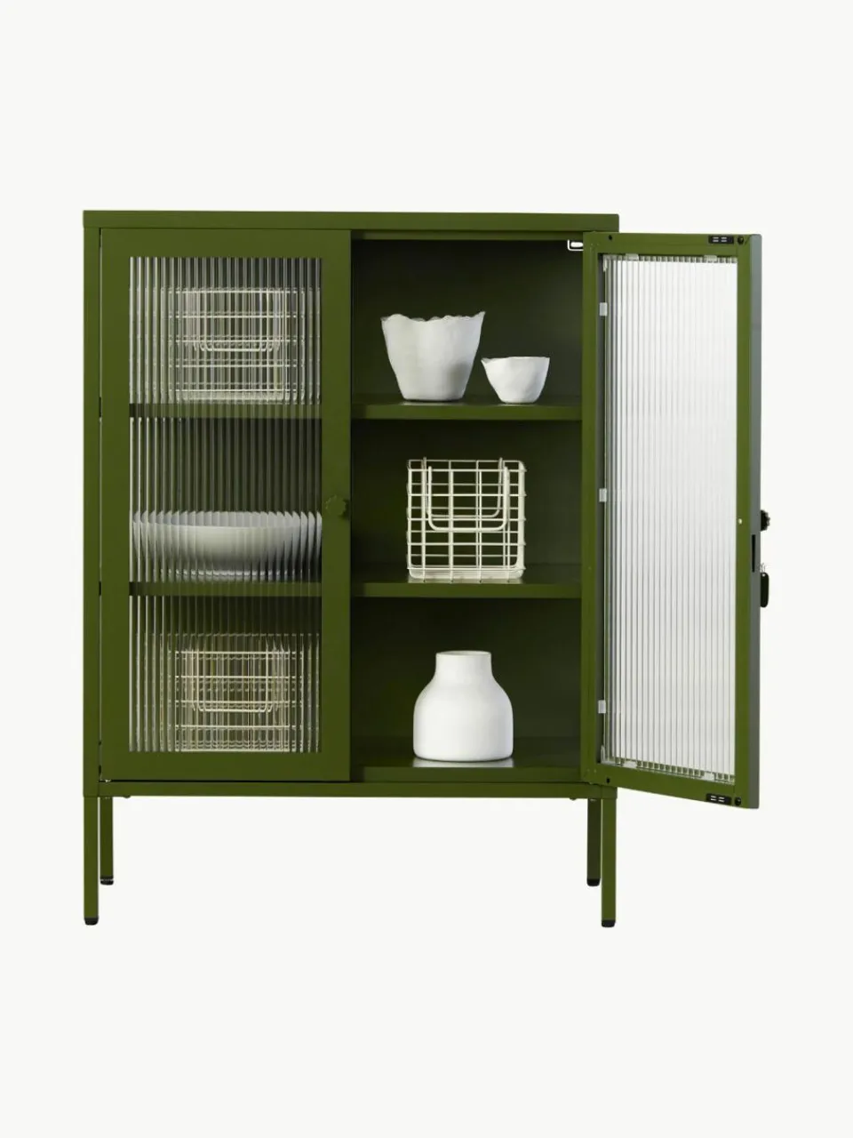Mustard Made Metall-Vitrine The Mixer mit geriffeltem Glas