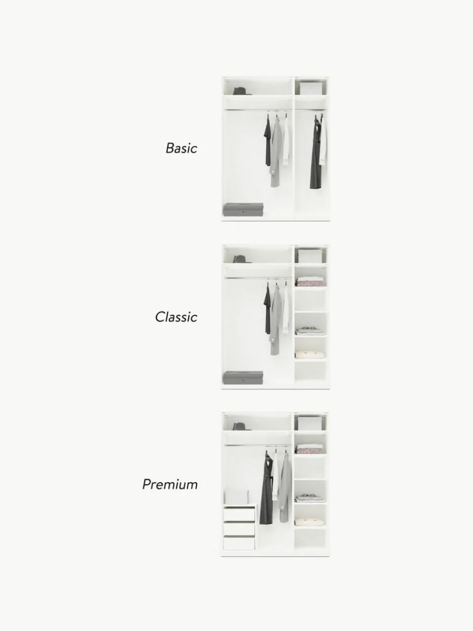 Westwing Collection Modularer Drehtürenschrank Leon, 150 cm Breite, mehrere Varianten