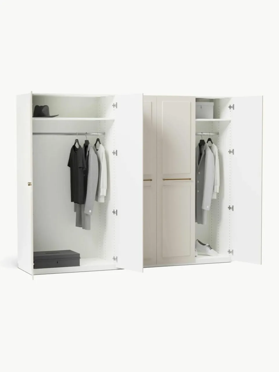 Westwing Collection Modularer Drehtürenschrank Charlotte, 250 cm Breite, mehrere Varianten