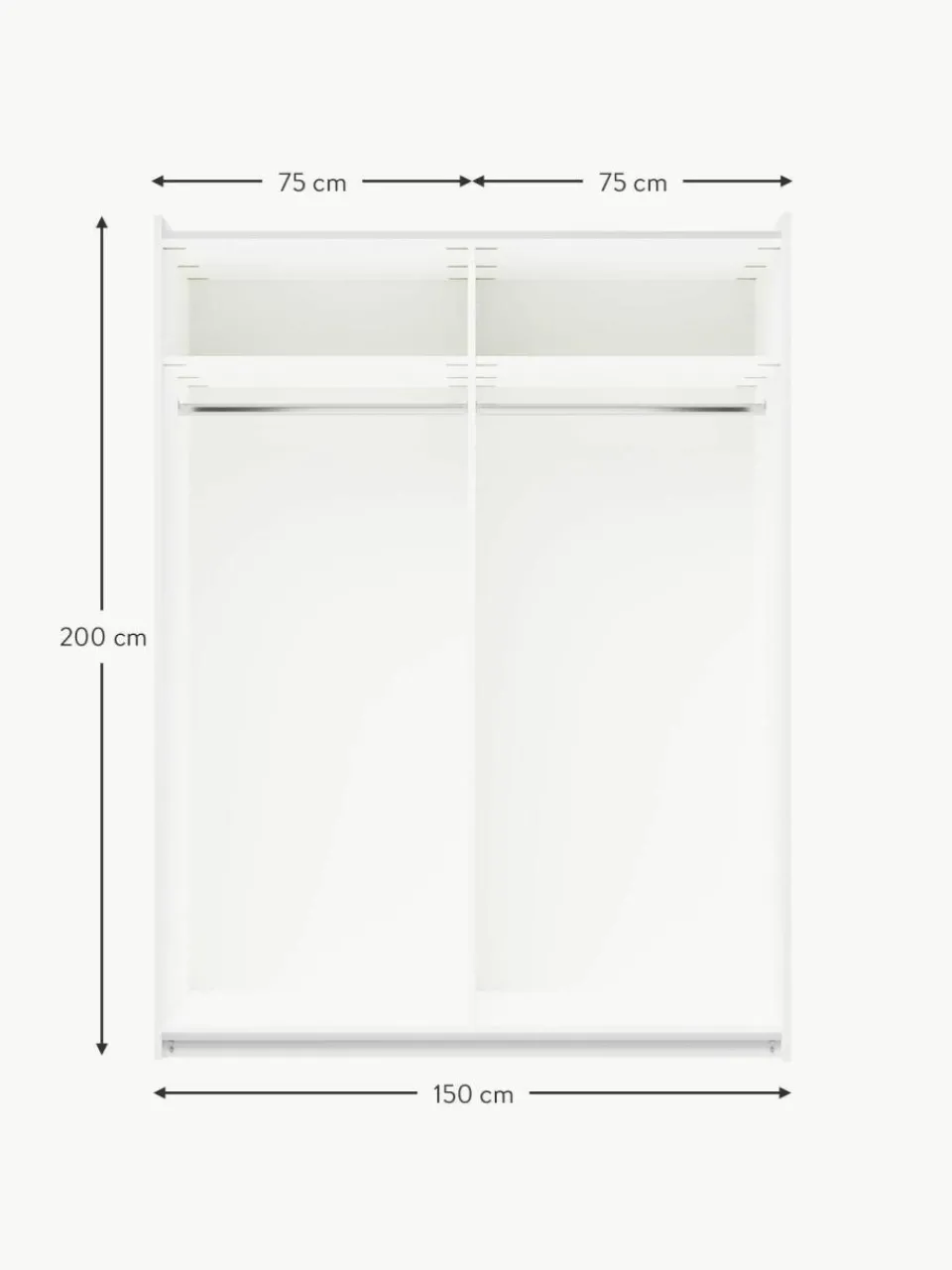 Westwing Collection Modularer Schwebetürenschrank Charlotte, 150 cm Breite, mehrere Varianten