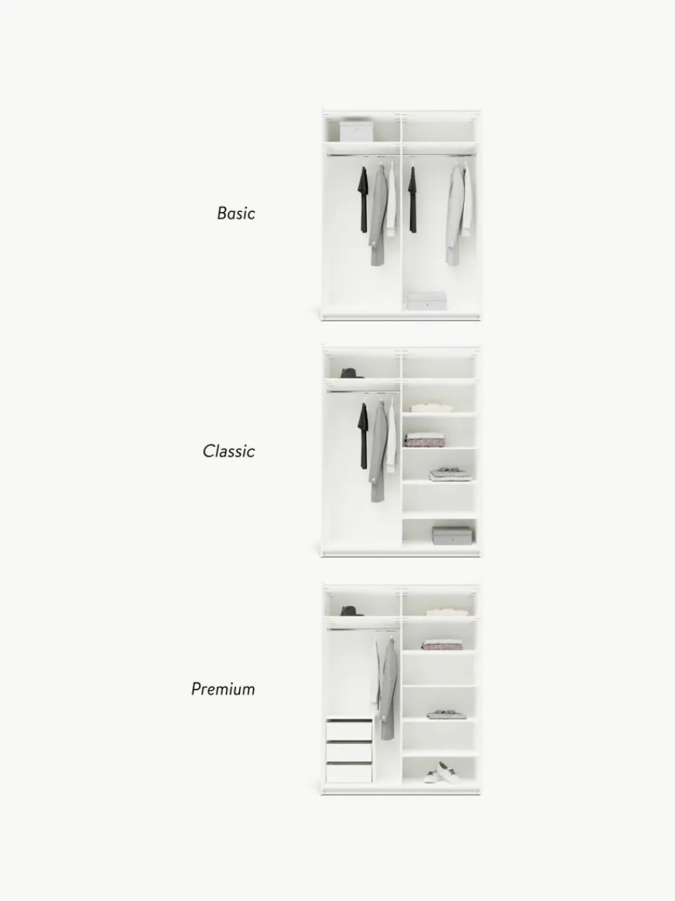 Westwing Collection Modularer Schwebetürenschrank Charlotte, 150 cm Breite, mehrere Varianten