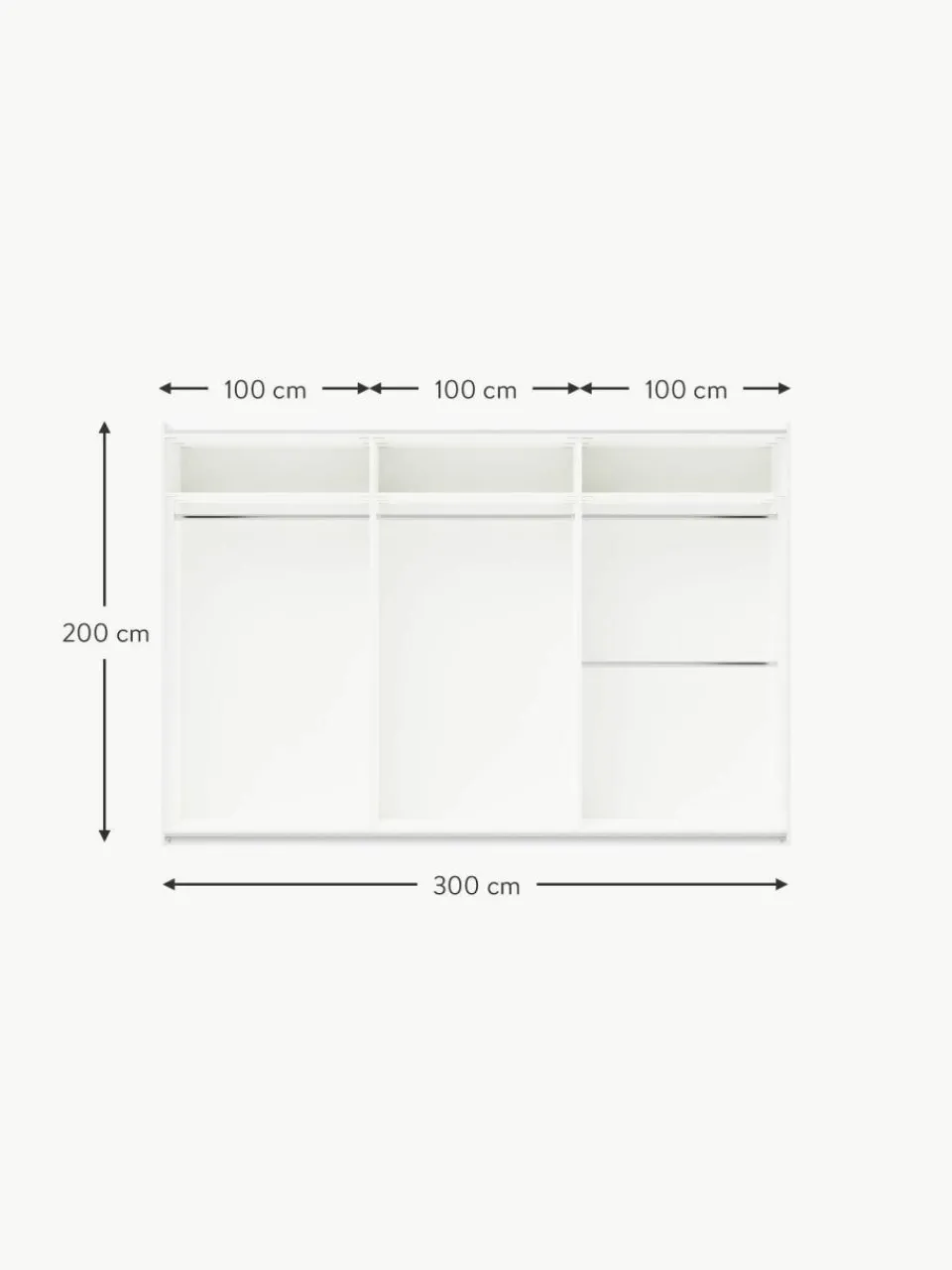 Westwing Collection Modularer Schwebetürenschrank Charlotte, 300 cm Breite, mehrere Varianten