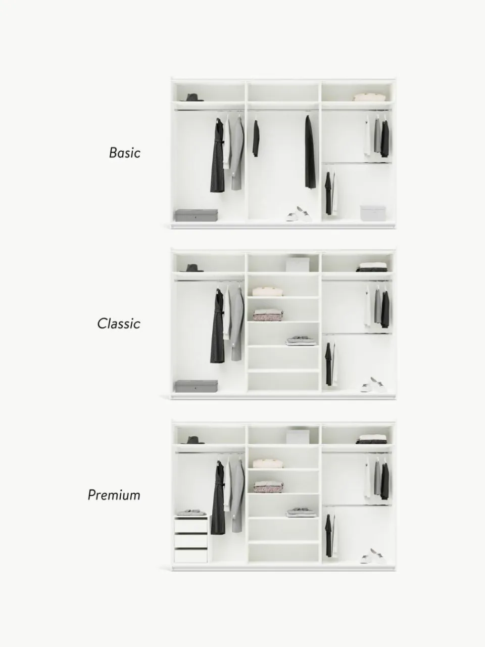Westwing Collection Modularer Schwebetürenschrank Charlotte, 300 cm Breite, mehrere Varianten