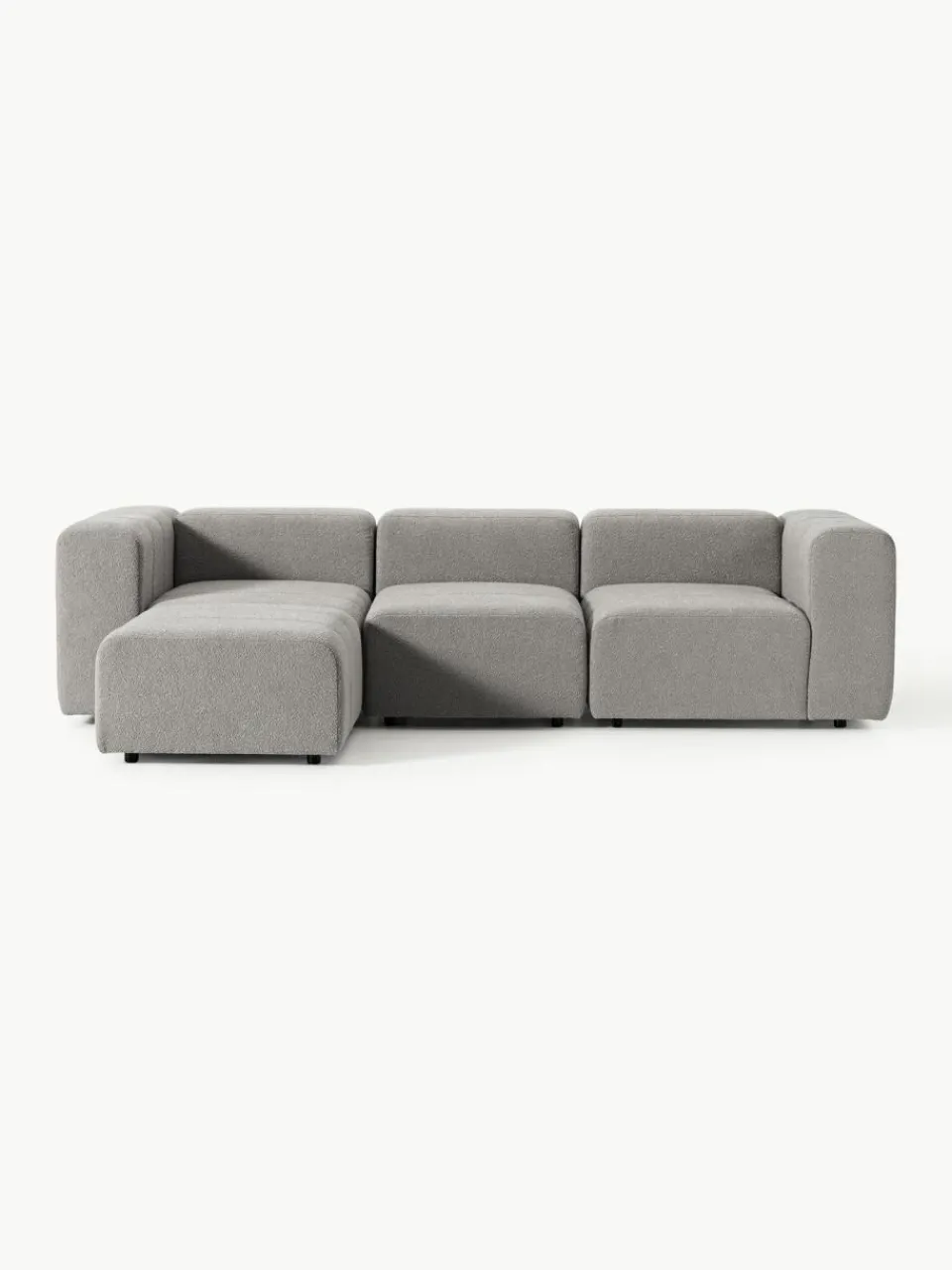 Westwing Collection Modulares Bouclé-Sofa Lena (4-Sitzer) mit Hocker (links/rechts)